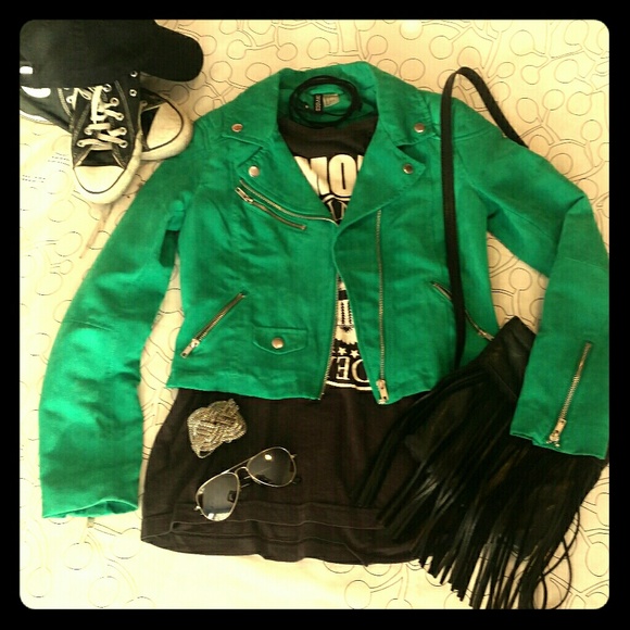 h&m faux suede biker jacket